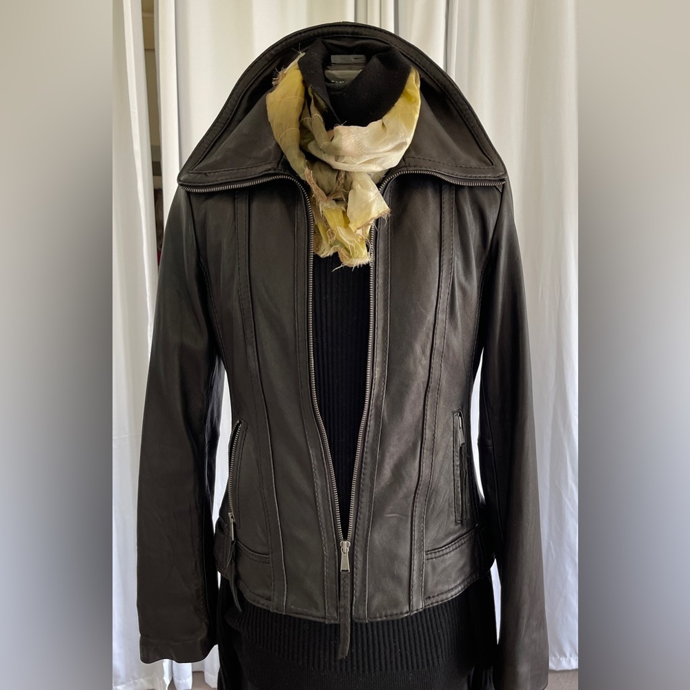 Michael Kors Leather Moto biker Jacket